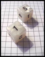 Dice : Dice - 6D - Pair White Swirl With Black Numerals